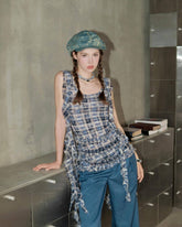Pleated Plaid Miniskirt Sleeveless Dress